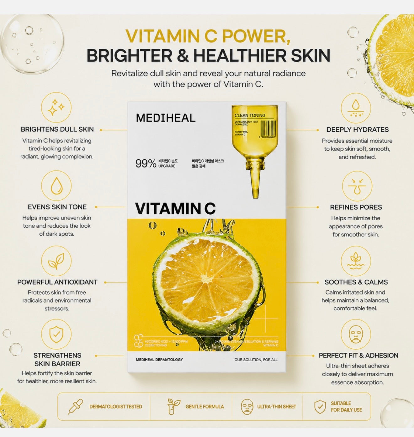 MEDIHEAL SHEET MASK VITAMIN C 10 PACK