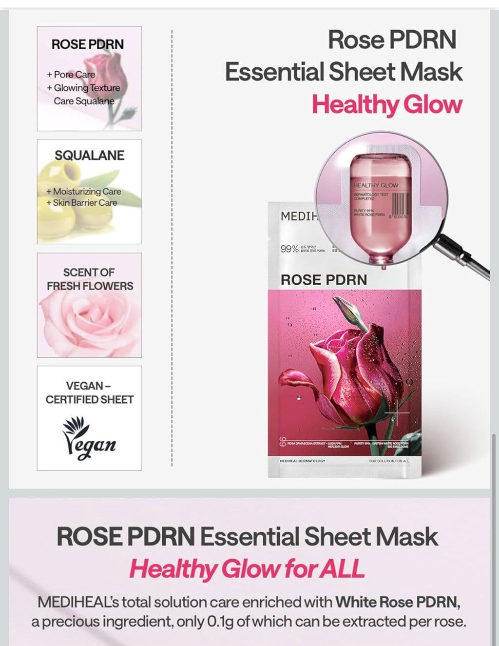 MEDIHEAL ROSE PDRN SHEET MASK 10 PACK
