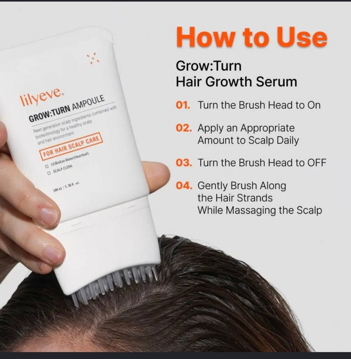 Lilyeve Grow-Turn Ampoule 100ml Korean hair loss treatment brush | Glow Skin Beauty Shop.