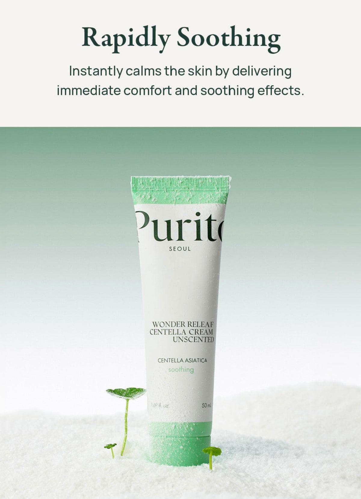 PURITO Wonder Releaf Centella Cream texture unscented Korean skincare | Glow Skin Beauty Shop.