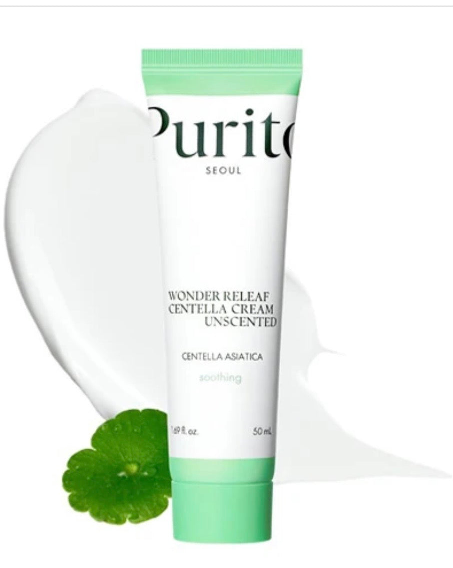 PURITO Wonder Releaf Centella Cream texture unscented Korean skincare | Glow Skin Beauty Shop.