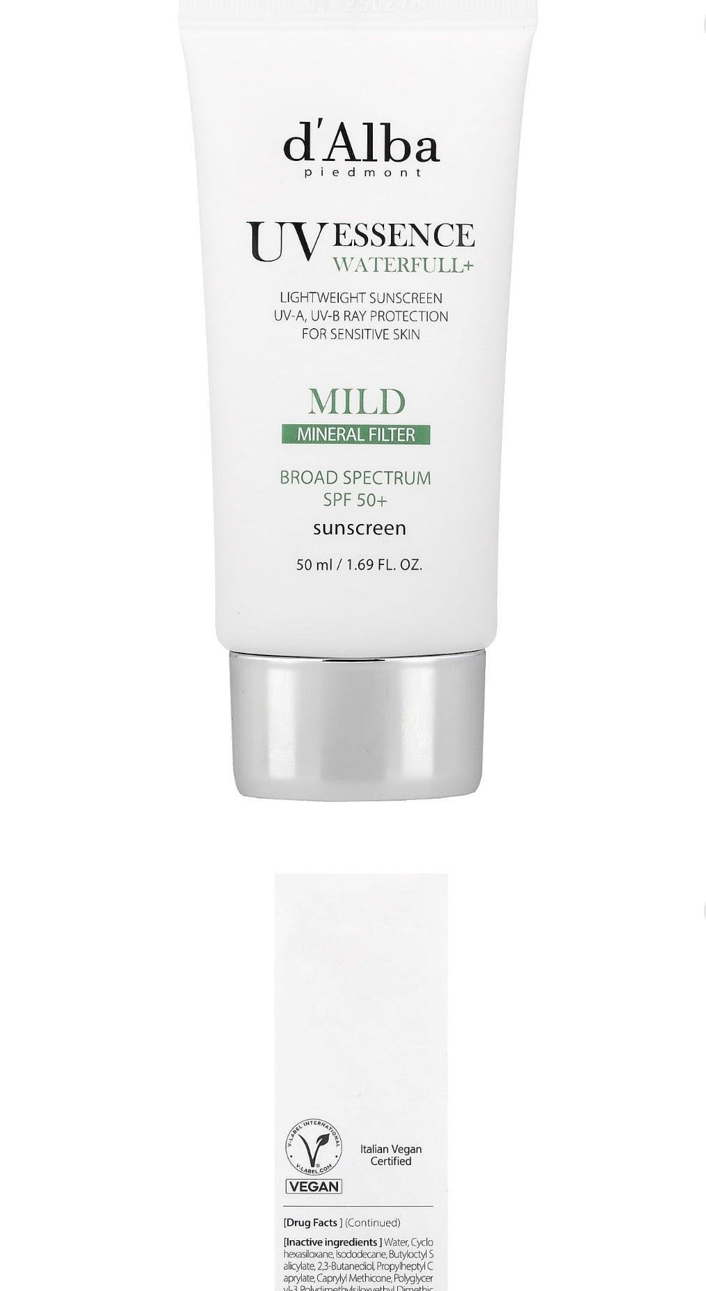 D'ALBA UV ESSENCE MILD MINERAL FILER LIGHTWEIGHT SPF 50 SUNSCREEN 50 ML