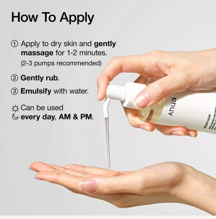 ANUA Heartleaf Cleansing Oil texture Korean heartleaf skincare cleanser | Glow Skin Beauty Shop.